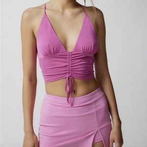 UO Pink Strappy Back Cropped Top